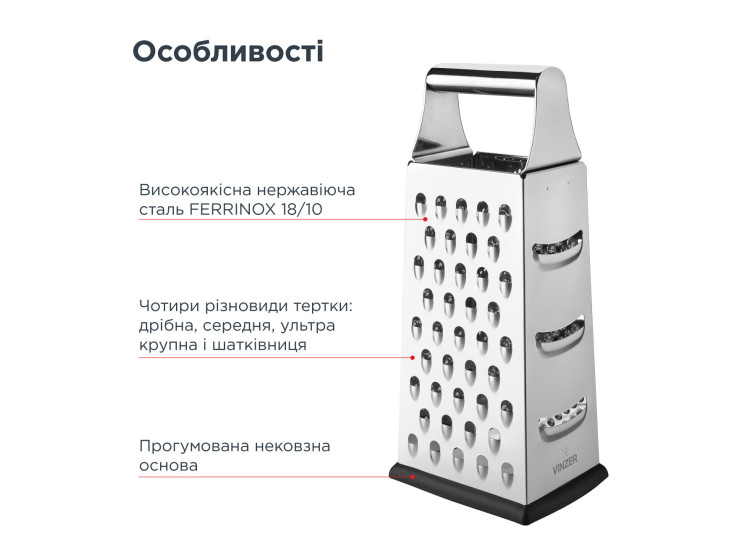 Терка багатофункціональна 4 в 1 Vinzer 50326 - зображення 5