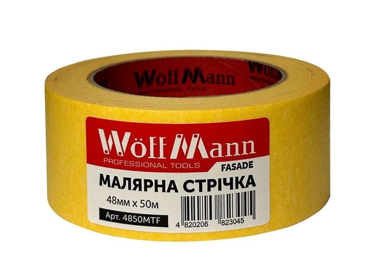 Стрічка малярська 48мм х 50м ЖОВТА ФАСАДНА WoffNan - зображення 1
