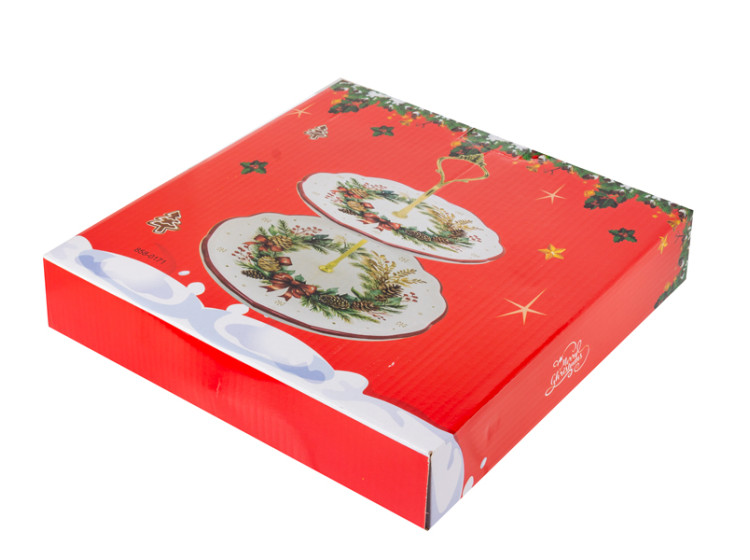 Блюдо для тістечок 2-х ярусні 24,5см Різдвяний Вінок 858-0171 - зображення 2