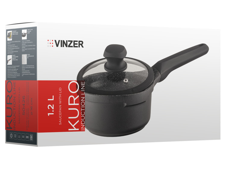 Сотейник  1,2 л Kuro Induction Line 16 cm VINZER 50426 - зображення 4