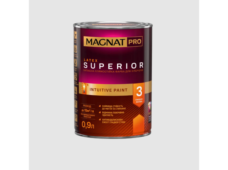 Фарба MAGNAT PRO ЛАТЕКС СУПЕРІОР 3 база C глибокоматова 0.9л - зображення 1