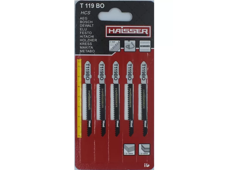 Набір пил д\/лобзика 5шт T119BO 50 мм, м`яка деревина (4-15мм) HAISSER 6111720 - зображення 1