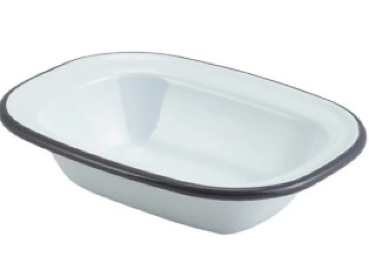 Блюдо гл.16*12*3,5см,емаль,сірий обідок, GenWare  (А-Г) 44016WHG - зображення 1